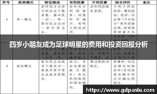 四岁小朋友成为足球明星的费用和投资回报分析